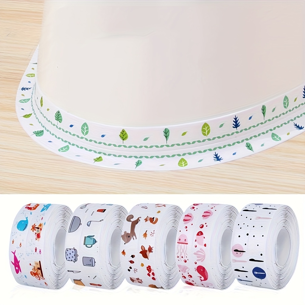 TEMU 1 Rouleau de Ruban d'Étanchéité Autocollant en PVC - Couleurs Aléatoires, Convient pour Bandes d'Étanchéité dans les de Bain et Cuisines, avec
