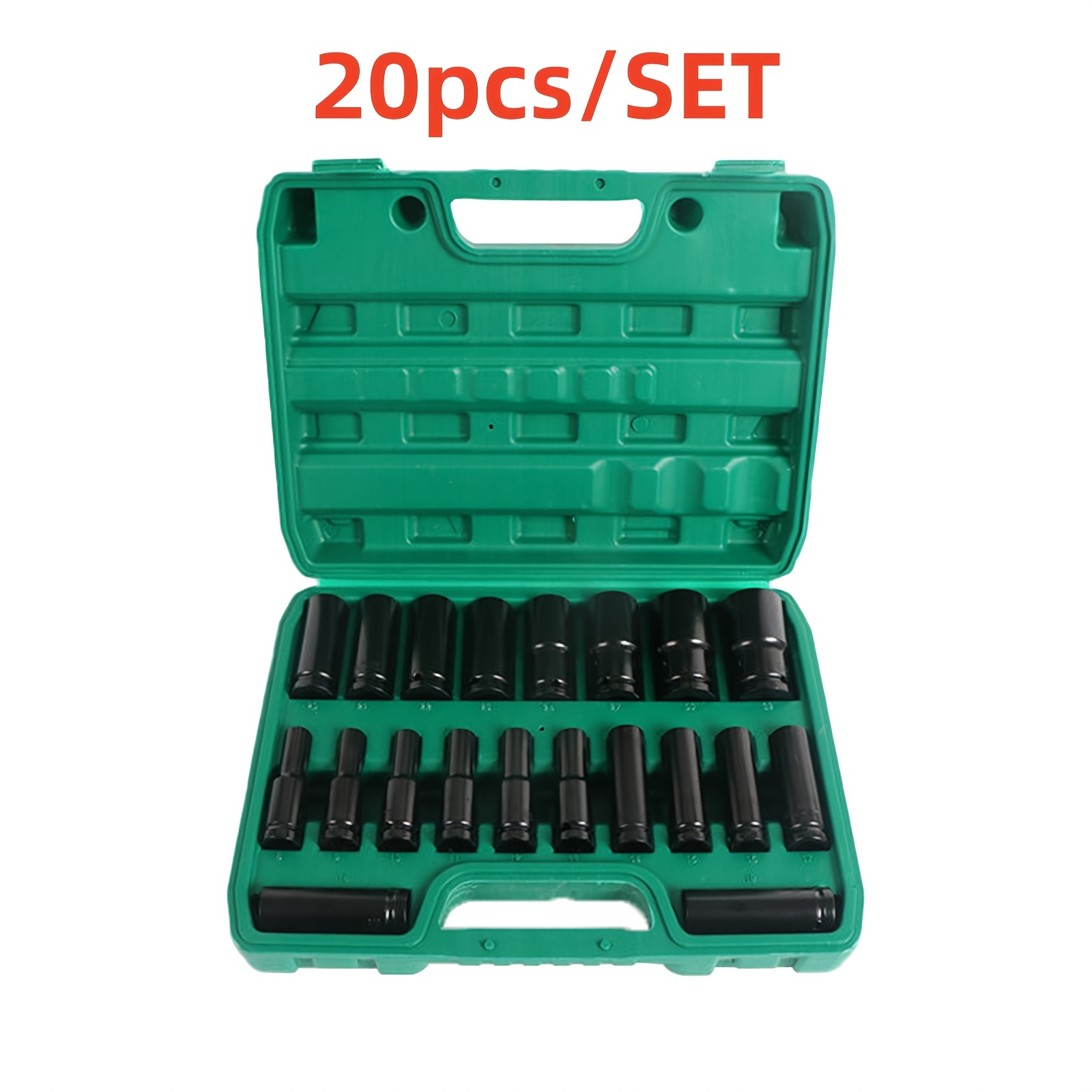 TEMU 20pcs/set Hex Impact Wrench Sockets 8-32mm 1/2 Inch Black Finish Heavy Duty Socket Set For Auto Repair Cool Gadgets