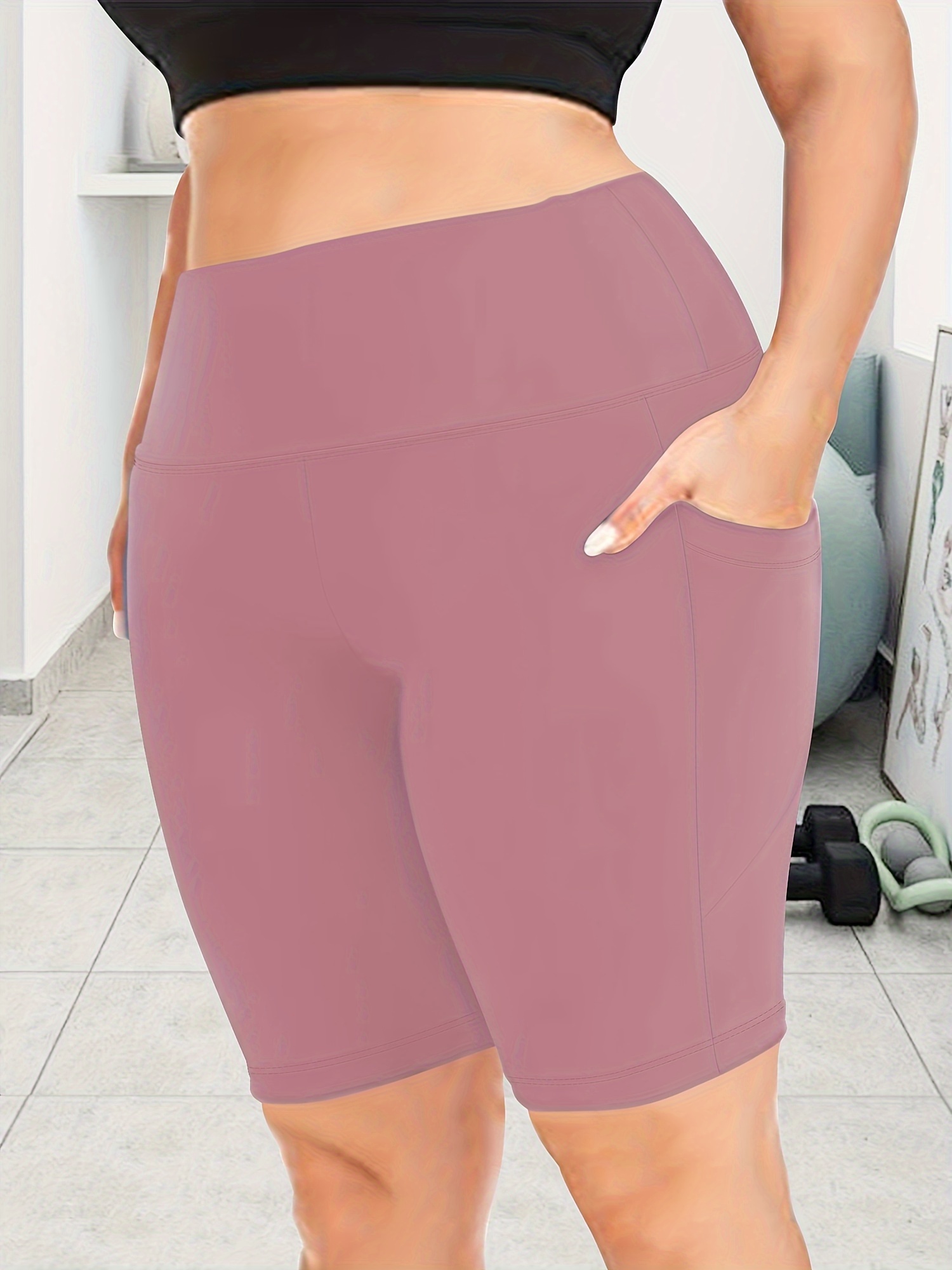 Big Size High Waist Crescent Pocket 5 Points Pants - Drainage Style