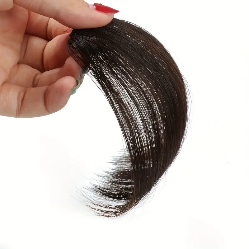 1pc unisex straight human hair air bangs clip in hair extensions heat resistant all handmade textile for women details 1