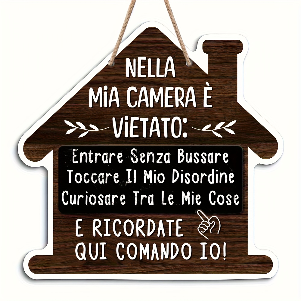 TEMU 2d Flat - 2d Plane Country Style Italian " To Knock, " Wooden Door Sign - Humorous Home Decoration For Living Room Or Bedroom, Perfect Gift Idea