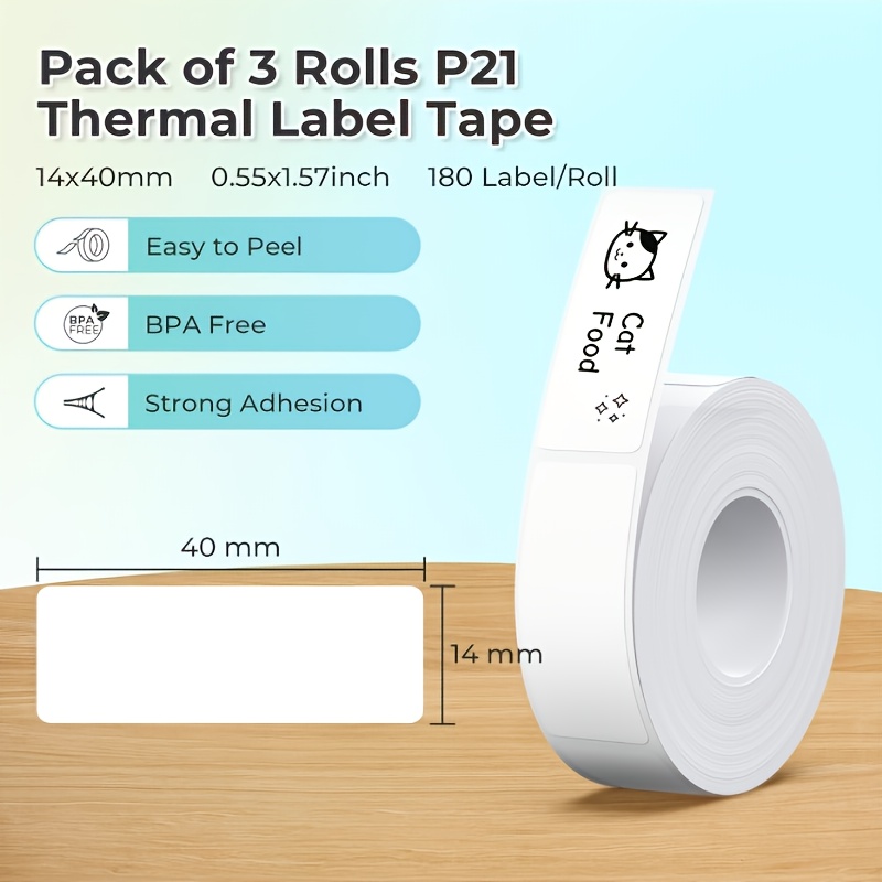 TEMU 3-roll Pack [precision Cutting] Chivalz P21/p31 Label Tape Suitable For Label Printers - Oil-resistant, High-, Residue-free, Bonding For Labels,