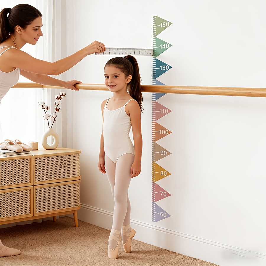 Image of 1pc Brup Fun Colorful Triangle Height Ruler Wall Decal For Kids - Growth Stickers For Bedroom, Playroom, Daycare, Nursery Decor, School Decoration, School Decor