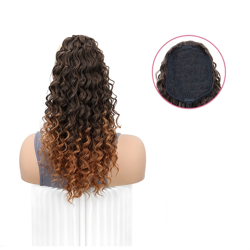 E-shop Synthetischer Pferdeschwanz Lang Afro Kinky Lockenverlängerung Fluffig Tief Lockig Modischer Zugband-Pferdeschwanz Einfach zu Tragen Täglich für