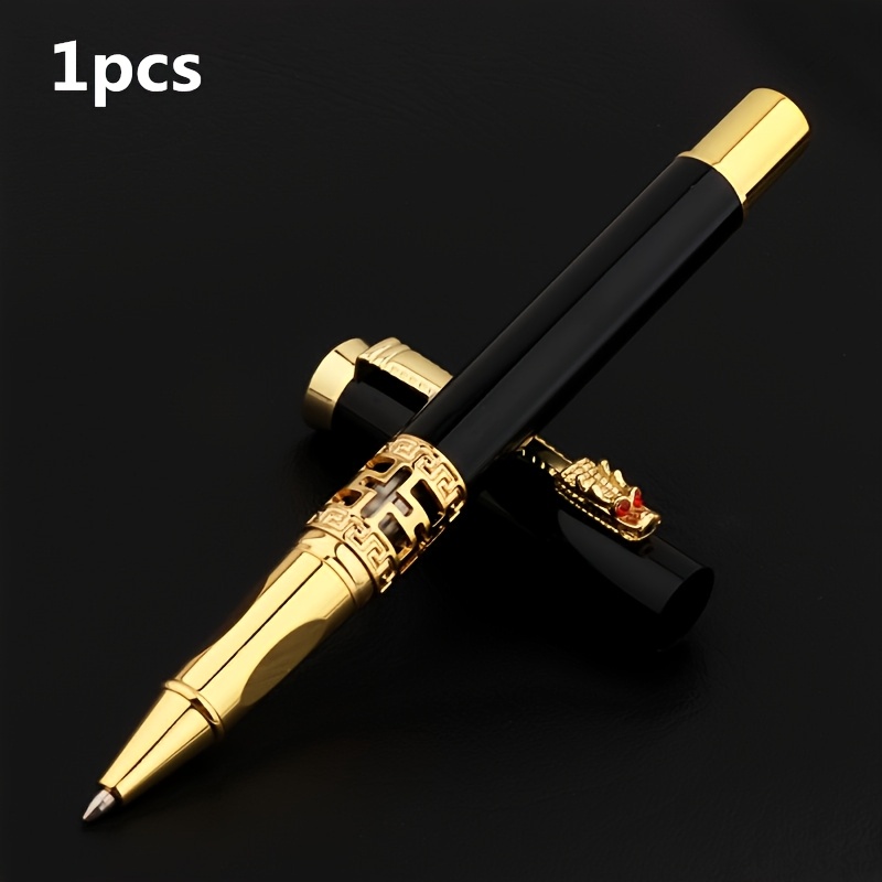 Image of 6pcs Refill/1pc Pen/1pc Pen + 3pcs Refill Set, Luxury High-quality School Office Stationery 0.5mm Hollow Metal Ballpoint Pen, Gel Pen, Rollerball Pen, New
