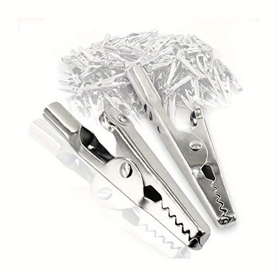 100PCS 1.37IN / 35mm Metal Alligator Clips, Crocodile Clamps Silver Tone  Nickel Plated Spring Clamps Test Line Crocodile Clips for Laboratory  Electric Testing Work and Cable Lead Clip: : Tools & Home