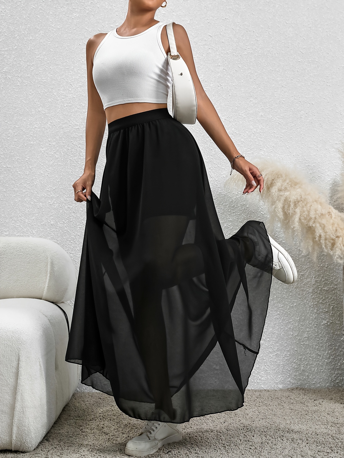 de praia de chiffon de cintura para mulheres Temu Portugal