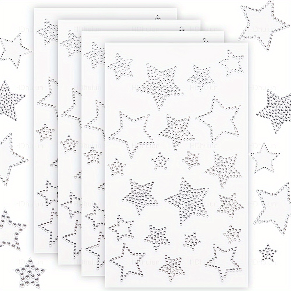 Image of -shaped Rhinestone Stickers - Self-adhesive Crystal Decals For Christmas, Holiday Window & Car Decor, 4 Sheets, Shiny Plastic For Festive Home Decoration, Festive Window Decals | | Plastic Stickers