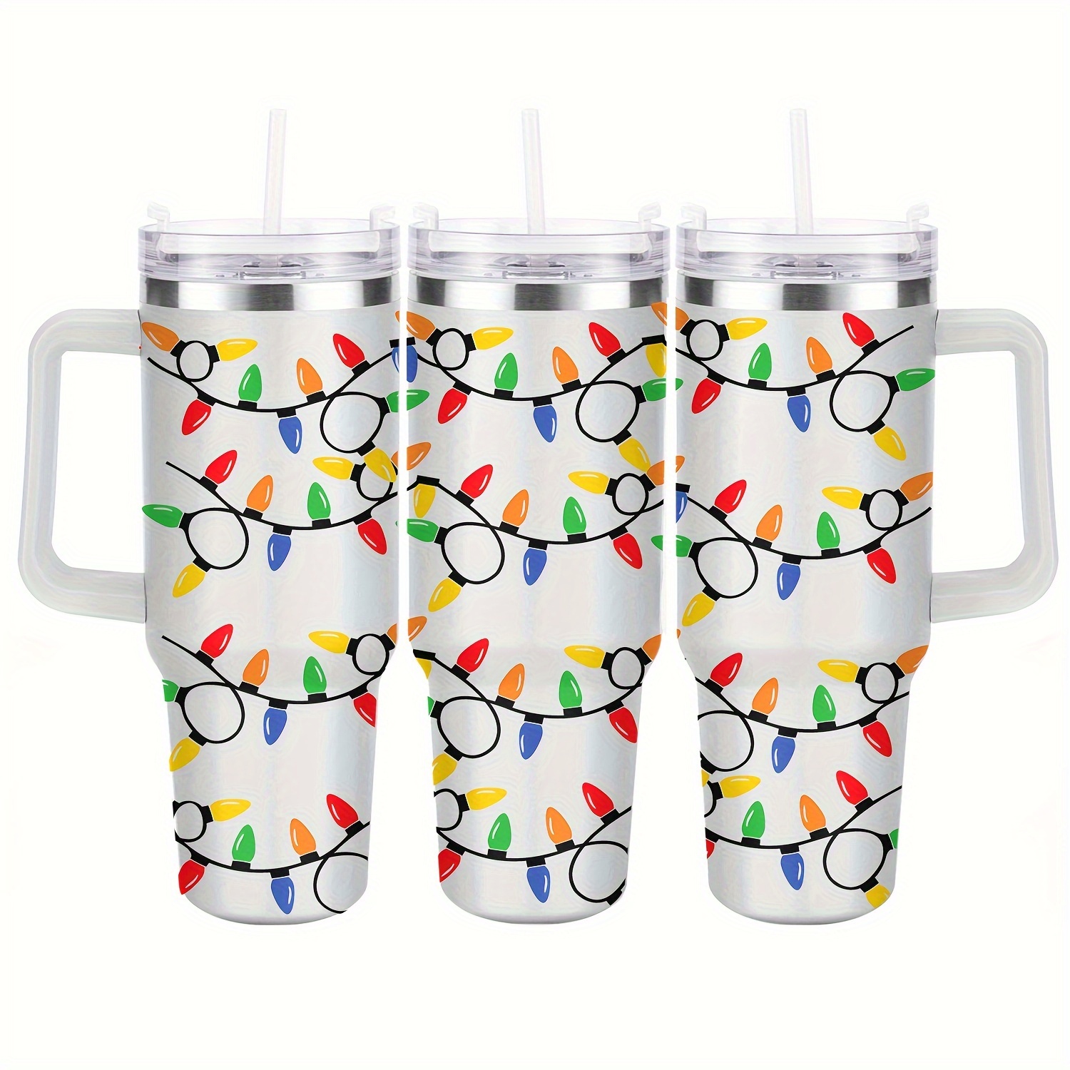 TEMU 40oz Christmas Theme Stainless Steel Tumbler With Lid - Hand Wash Only, Reusable, Multipurpose, Double Wall Insulated, Break Resistant, Ideal For Outdoor Travel, Holiday Gifts - Fits All