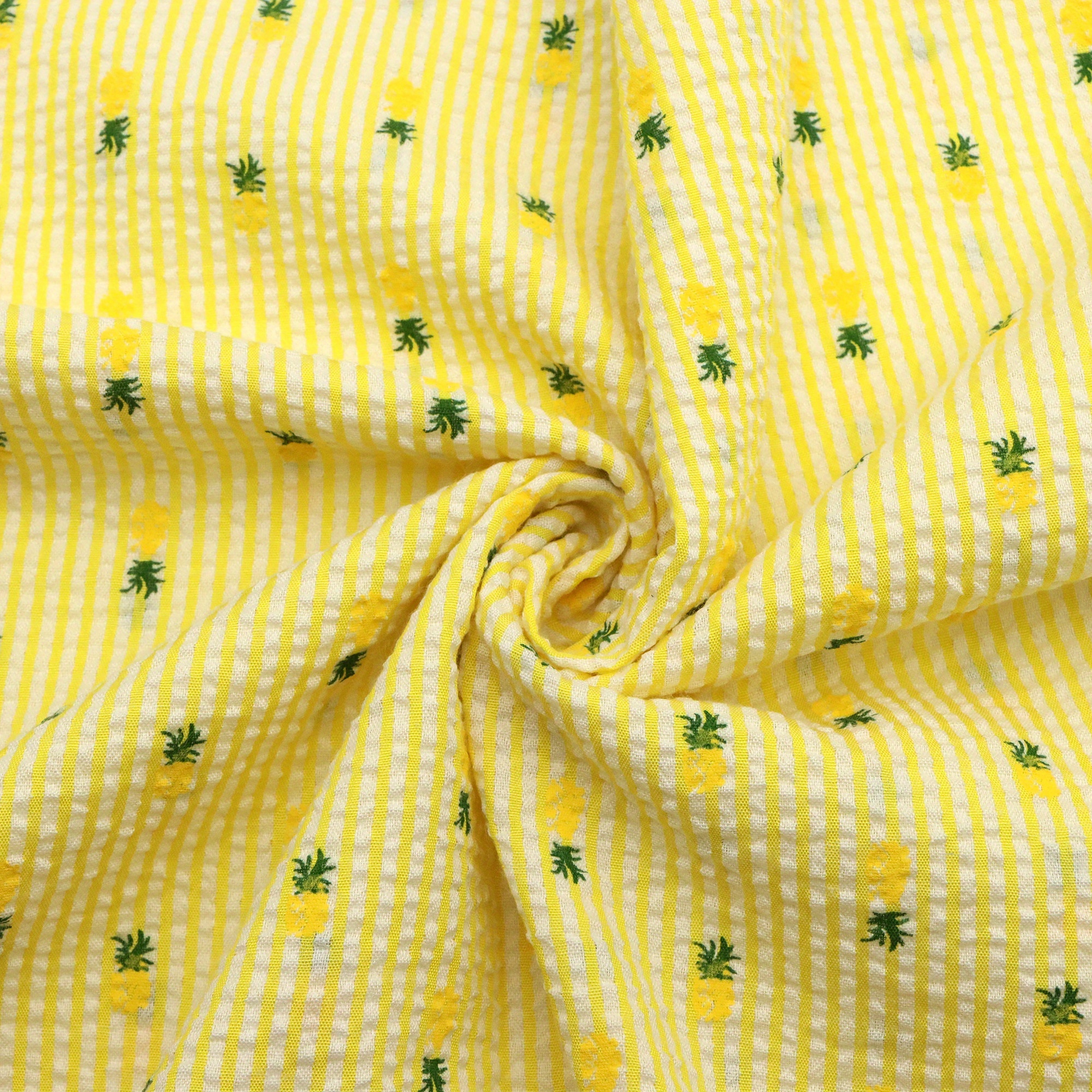 TEMU 1pc Summer-themed Pineapple Striped Fabric, Measuring 19.7 By 57 Inches, Suitable For Projects Like Outerwear, Pillow Covers, Bags, Curtains,