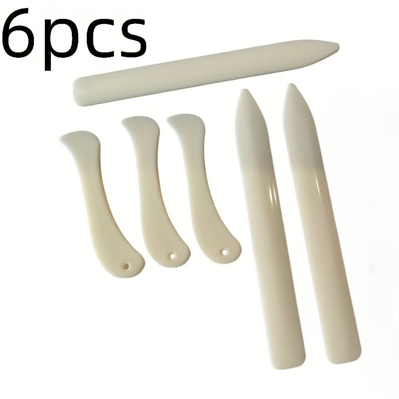 TEMU 6pcs Plastic Bone Clip & Scoring Tool With Crease Maker - Origami Folding Board For Card Making, Scrapbooking, Book Binding, Leather Polishing -