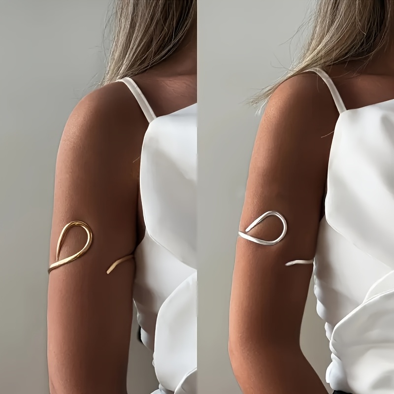 Lightweight Adjustable Open Cuff with Curved Lines, Daily Wear