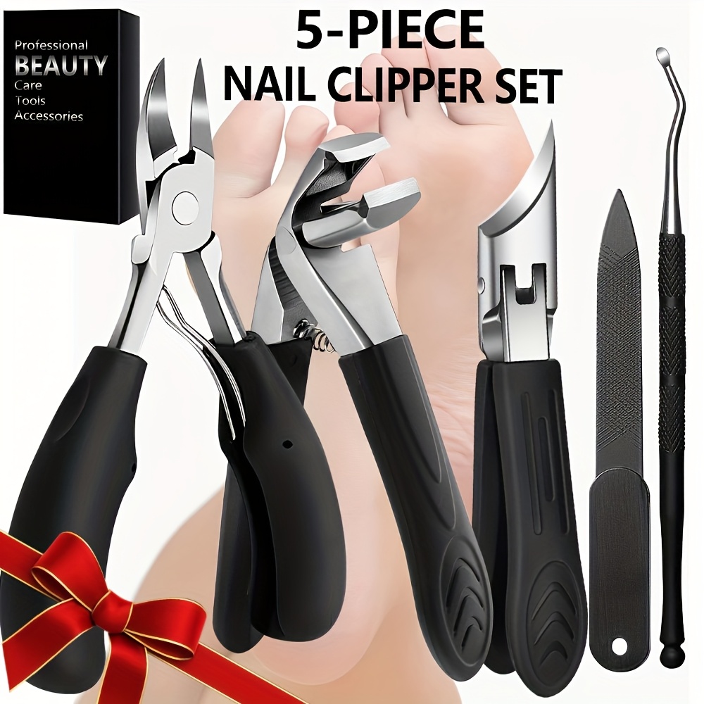 Image of 5pcs Stainless Steel Ingrown Toenail Thick Toenail Clippers Set - Professional Foot Care Kit With Nail File, Dead Skin Pliers, And Trimming Tools, , Suitable For Men, Women, And The Elderly