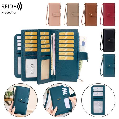 item picture fashion women for daily multifunction large capacity trifold credit card holder rfid blocking wallet for credit card id card cash receipts ladies zipper pocket clutch wallet for women wallet long wallet wristlet wallet
