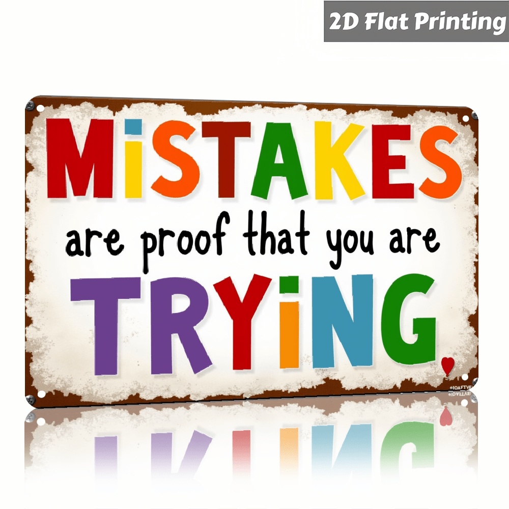 TEMU 2d Flat, 2d Flat 2d Flat 1pc Are Proof You Re Trying Metal Wall Art Sign Retro Motivational Quote Decoration With English Text 8x12 Inch