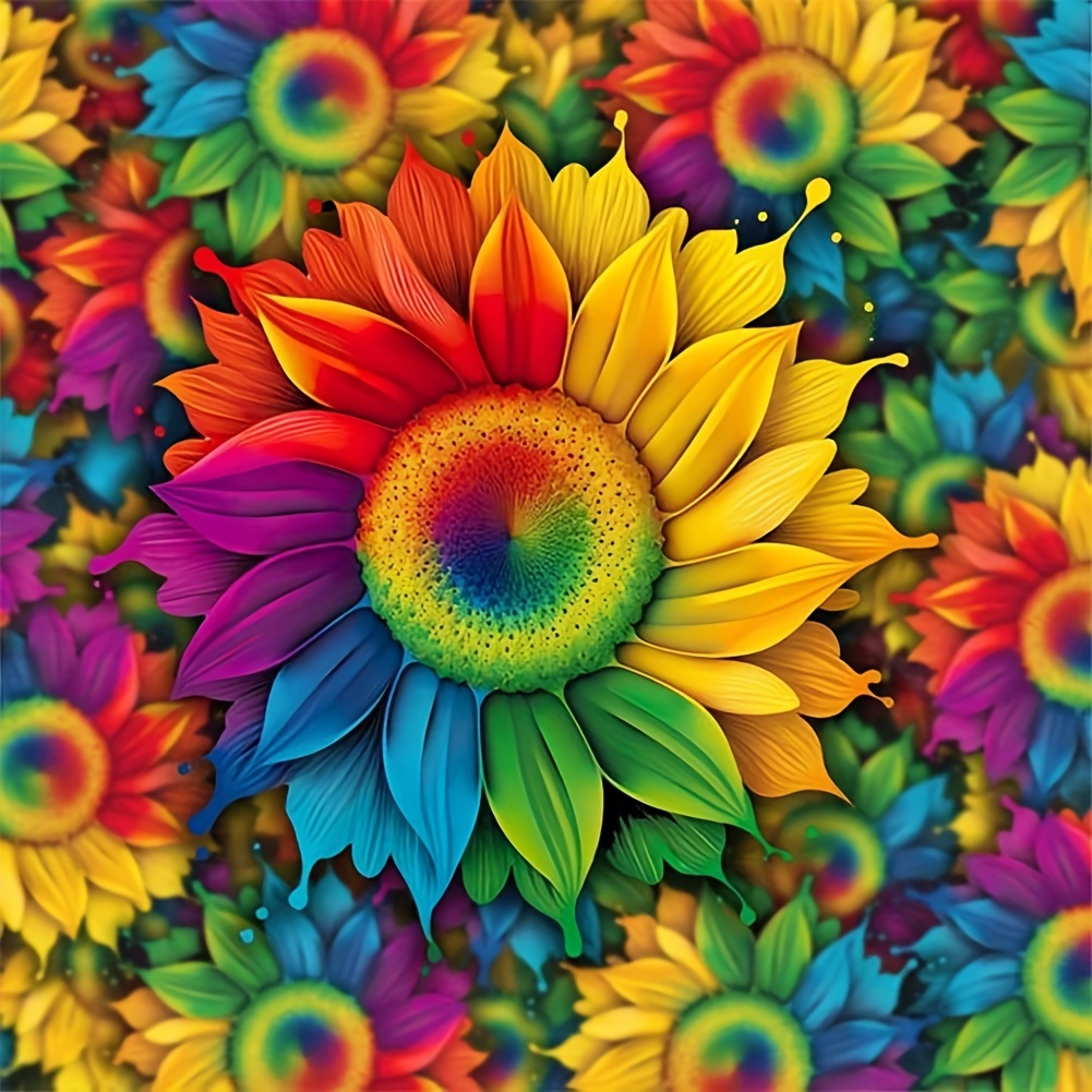 

Rainbow Chrysanthemum 5d Diy Diamond Art Painting Kit 5d Diamond Art Set Painting With Diamond Gems, Arts And Crafts For Home Wall Decor
