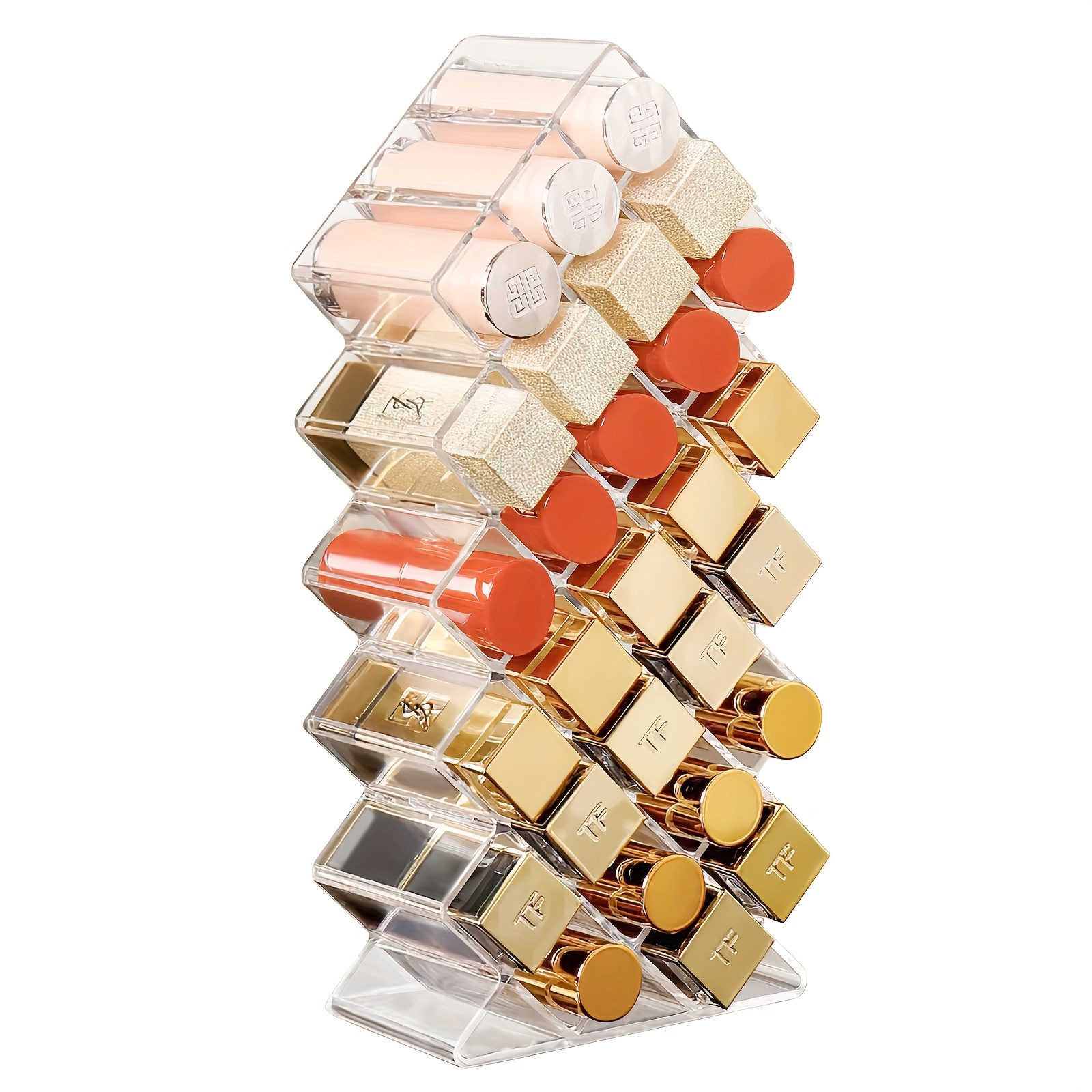 TEMU Fish Lipstick Rack, 28 Space Stackable , Lip Gloss Display Rack, Clear Lip Gloss, Acrylic Rack, Cosmetic Lipstick Rack, Lip Gloss Storage Display Rack With 28 Slots