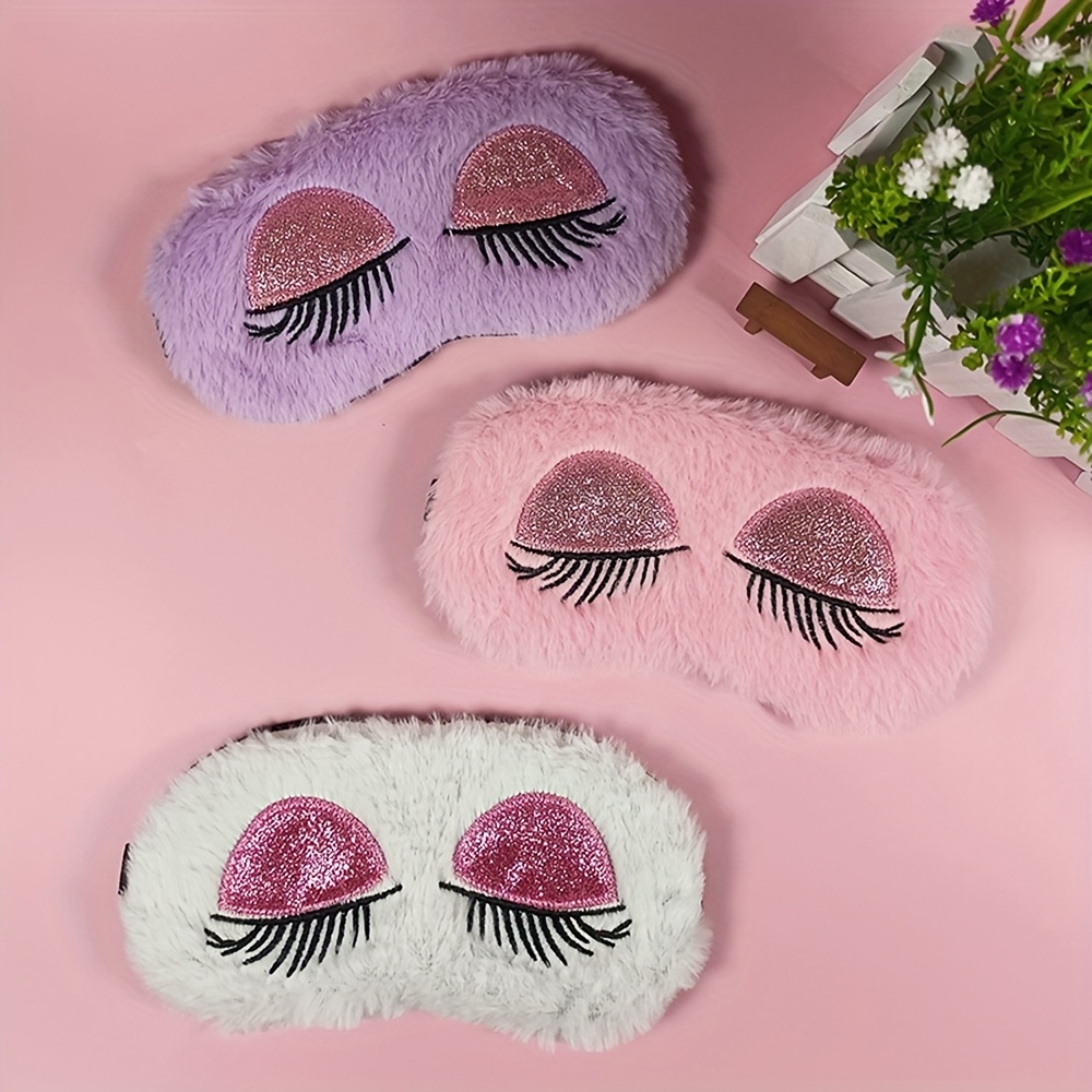 

1pc Fashion Fluffy Eye Mask For Sleeping, 3d Glitter , Portable Cover, Band, Unscented, With No Electricity Or Battery Needed For Sleeping