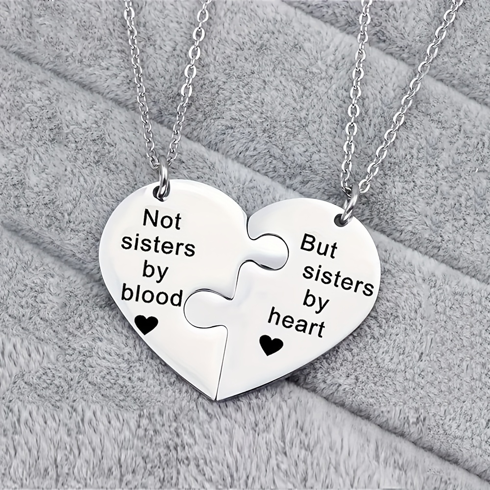 TEMU Set di collane a forma di cuore con puzzle "2 non sorelle" pezzi, come regalo aggiungere un tocco di stile i per