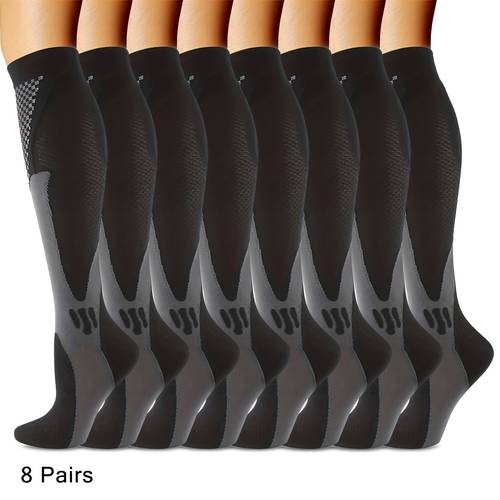 8 paar kniestrümpfe mit kompression für damen herren, hochelastische, langschaftige, multifunktionale sportsocken