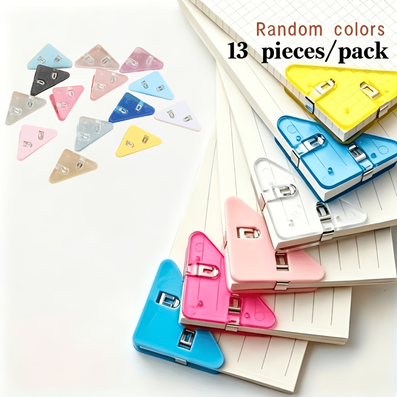 TEMU Set da 13 pezzi (colori assortiti) di clip triangolari multifunzionali, progettate appositamente per organizzare materiale , documenti e libri.