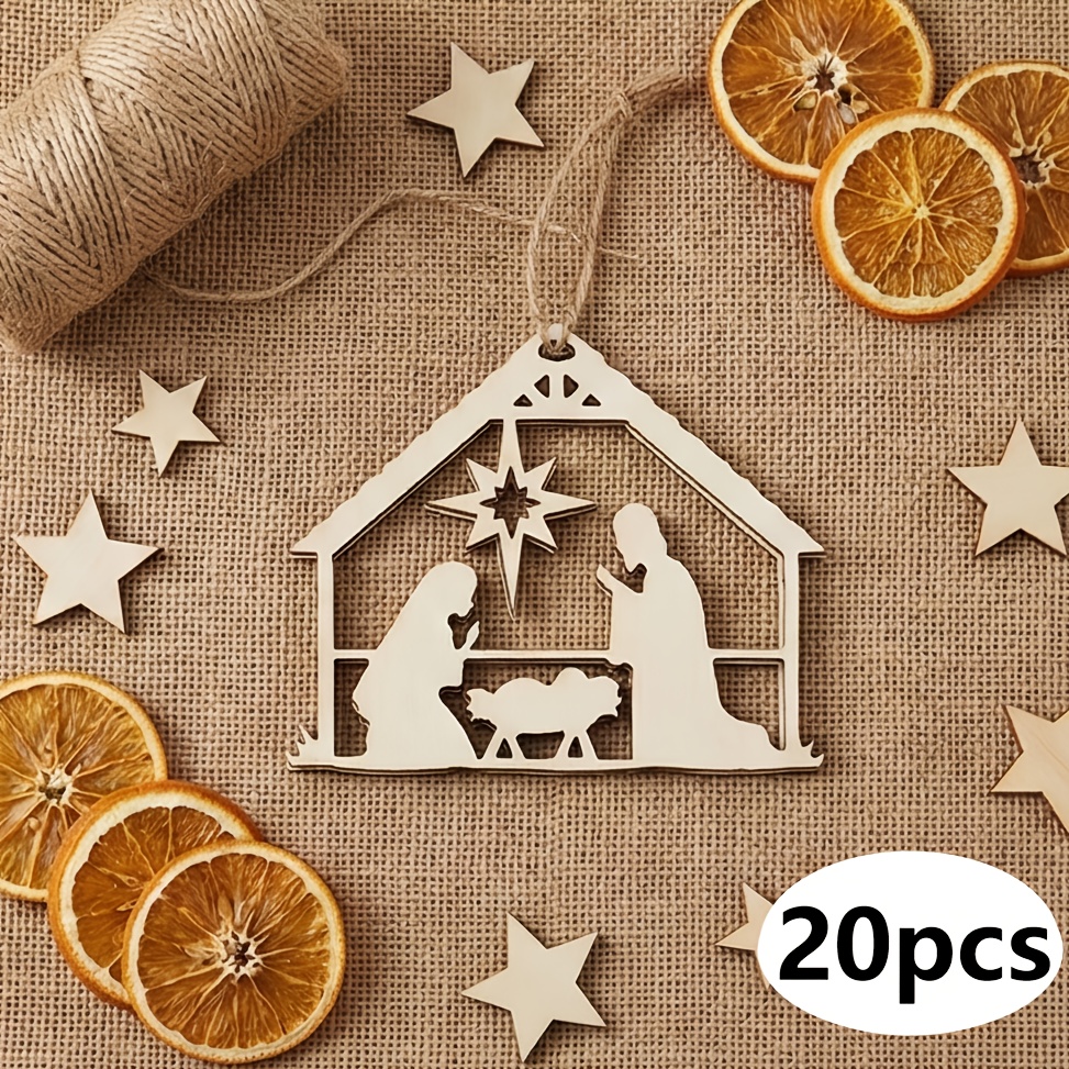 Image of 20 Wooden Christmas Ornaments Featuring House Designs, Perfect For Home Decoration During Holidays Like Christmas And Easter, Suitable For Festive Home And Wedding Decor