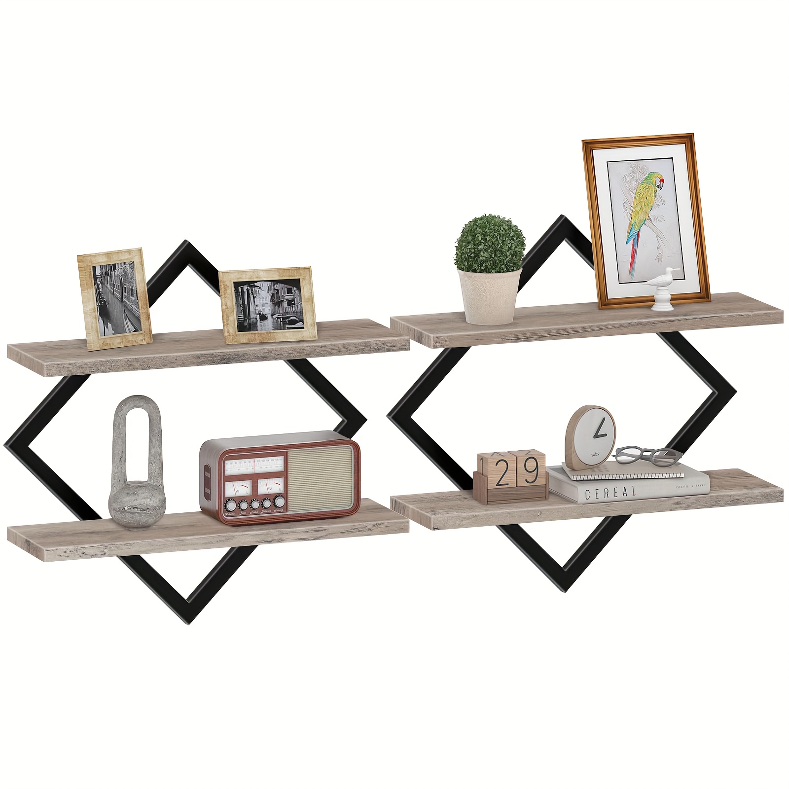TEMU Floating Wall Shelf, 2-tier Hanging Shelf Wall Rack, Floating Shelves 2pcs, Set Of 2 Floating Shelves, Wall-mounted Shelving, Wall-mounted