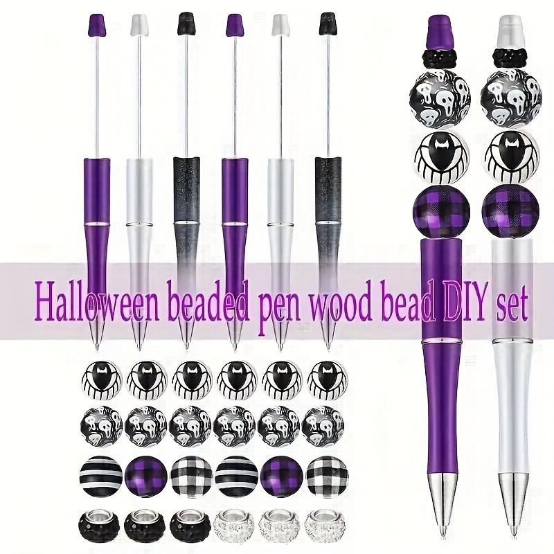 

[ ] 16pcs Halloween Bat Ballpoint Pen Diy Pen 3 9 Wooden 4 Spacer Suitable For Pen Ink