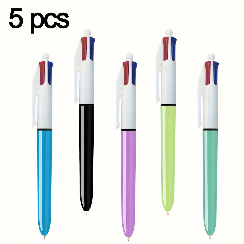 

5pcs 4-color Ballpoint Pens, Medium Point 1.0mm 4 Colors In 1 Set Of Multicolored Pens, Pens For School Supplies Painting Pen