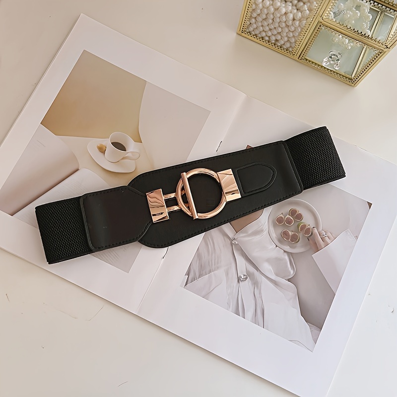 TEMU 1pc High-end Wide Waistband Women's Decoration Fashionable Elastic Waist Seal Matching Fashion Ins Outer Waistband Suitable For Daily Wear