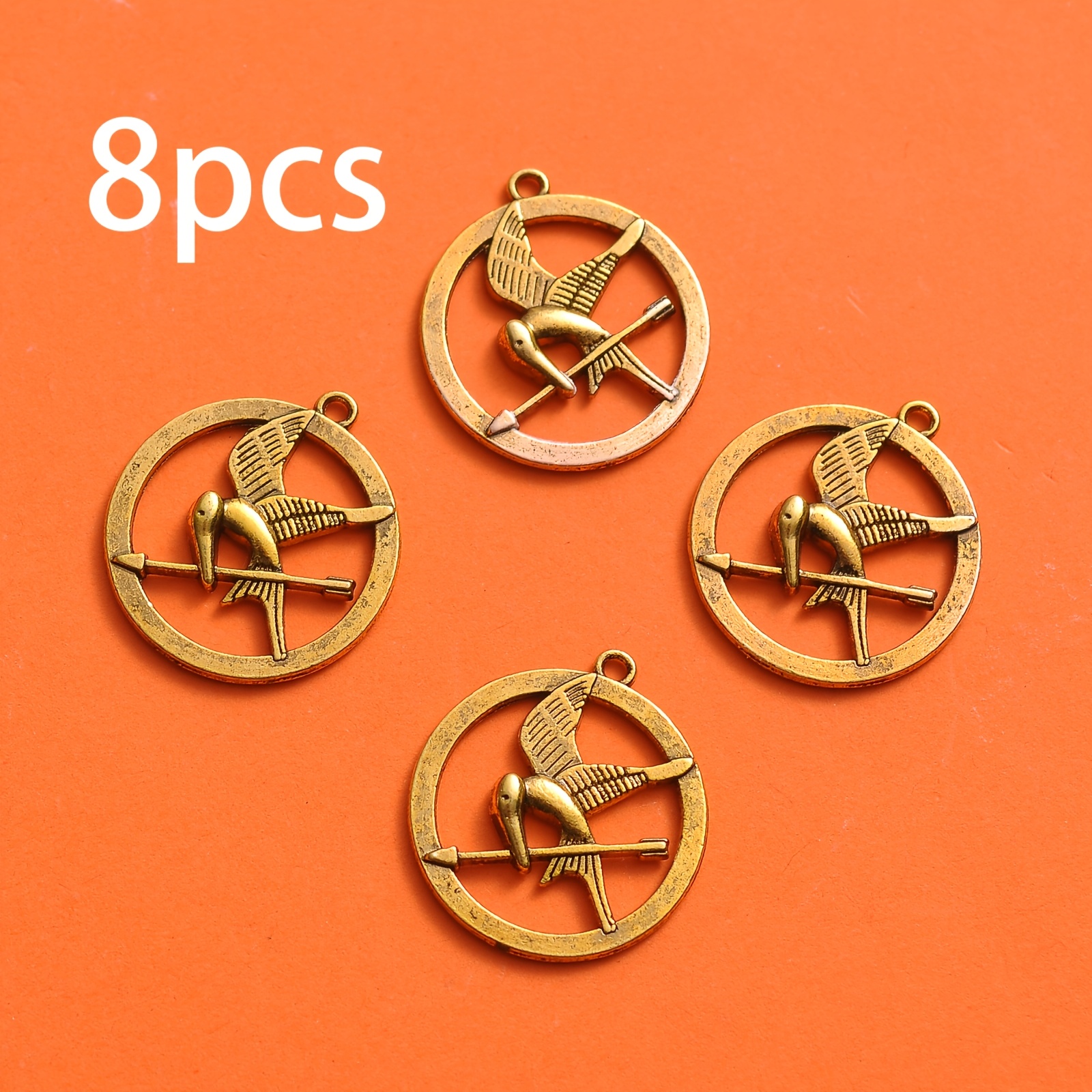 TEMU Juego de 8 colgantes de pájaros con flechas en relieve, diseño único y , con vintage mate, asa superior para fácil combinación, adecuado para