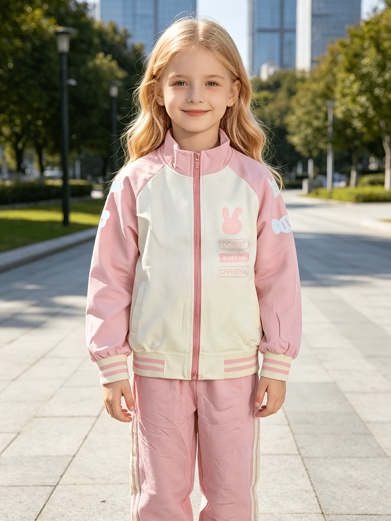 Girls' Baseball Uniform Set with Casual Jacket and Pants