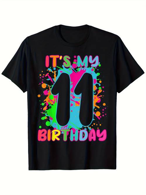 item picture adults birthday shirt neon graphic tee fit black party top for birthday parties celebrations machine washable casual wear for men women turning 11 funny birthday outfit id