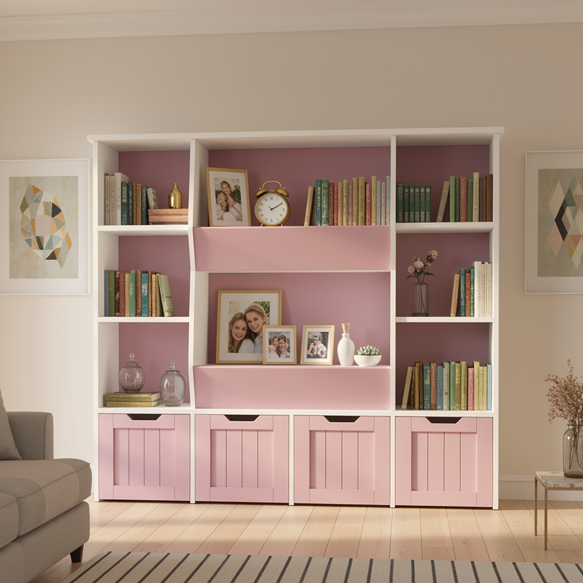 Kealive Chest Of Drawers, Bookshelf, Bookcase Shelves, Wooden Storage Book Rack, Book Shelves Units Organizer Cabinet Book Display Shelves For Bedroom, In 2 Package, Storage Drawer Units