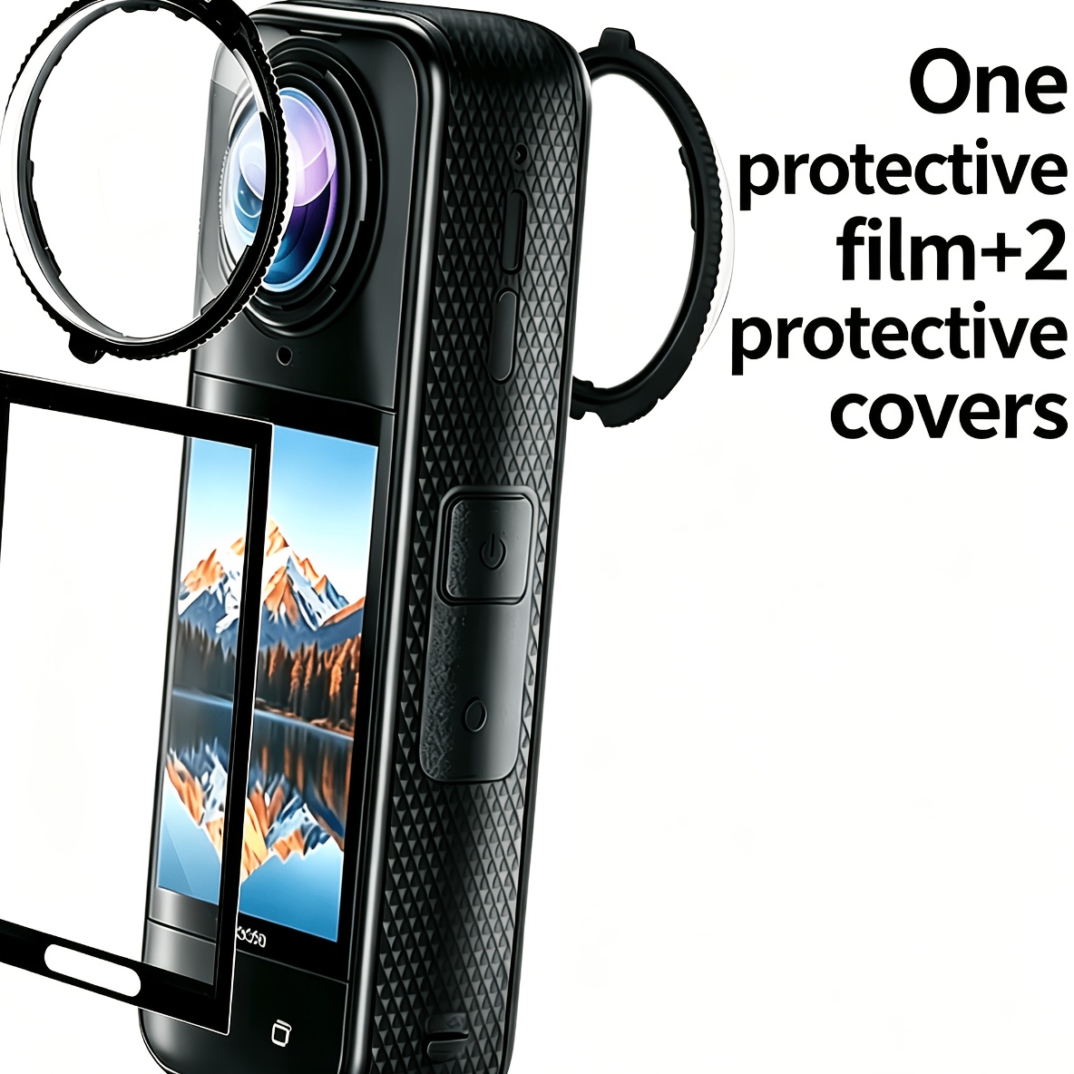 TEMU Pack de protection pour 360 X5 : film de protection d'écran, protection d'objectif premium, accessoires, capuchon d'objectif pour kit de