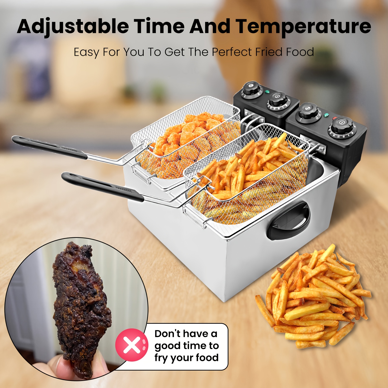 

8l Electric Deepfryer, Electric Fryers And Deep Fryer With Basket, Adjustable Temperature & Timer, , Shrimp, , Chips Chicken Fryer Turkey Fryer Gift For Kitchen&festivals - Best Gift For Party&famild