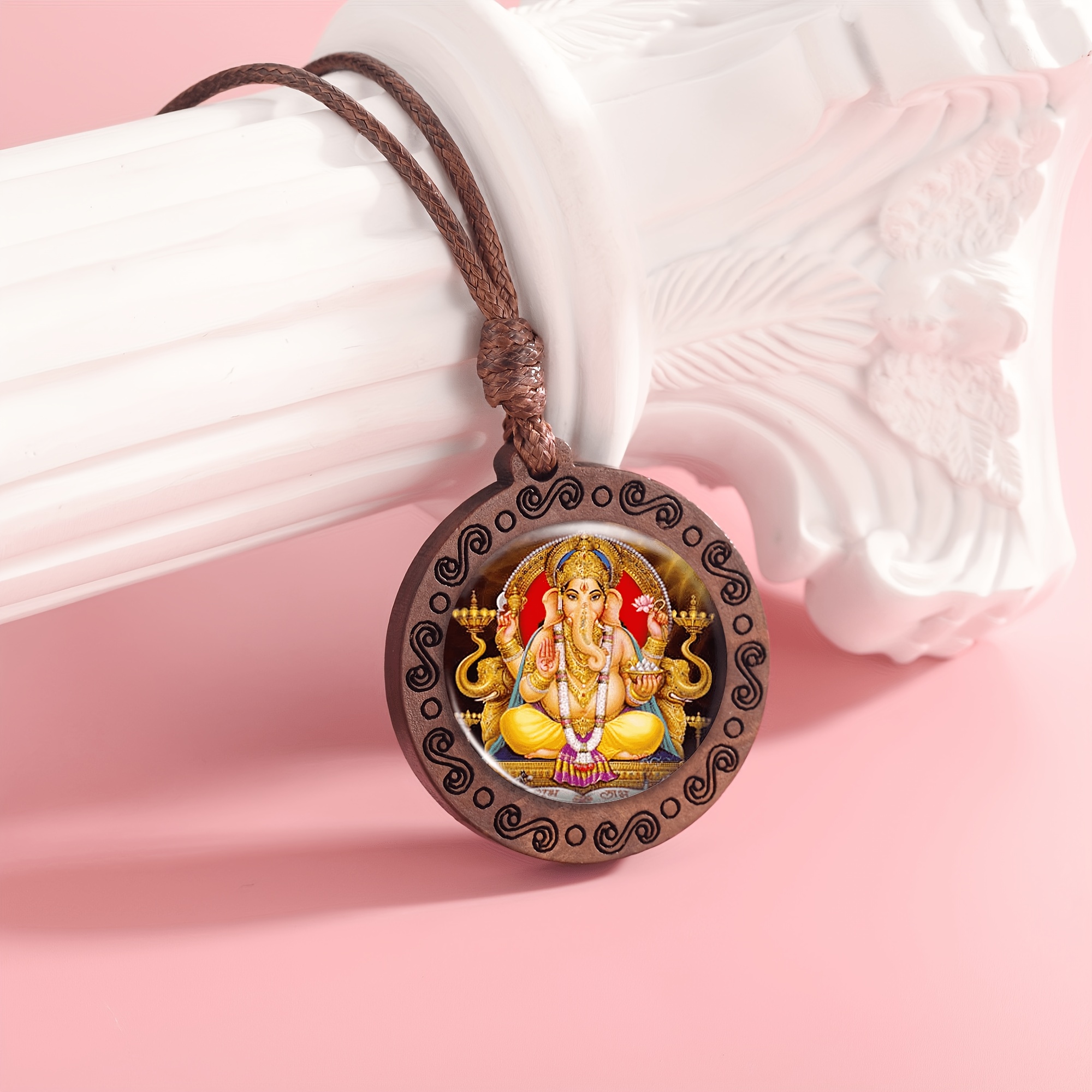 Handmade Elephant-Headed Retro Necklace with Gem Inlaid Pendant
