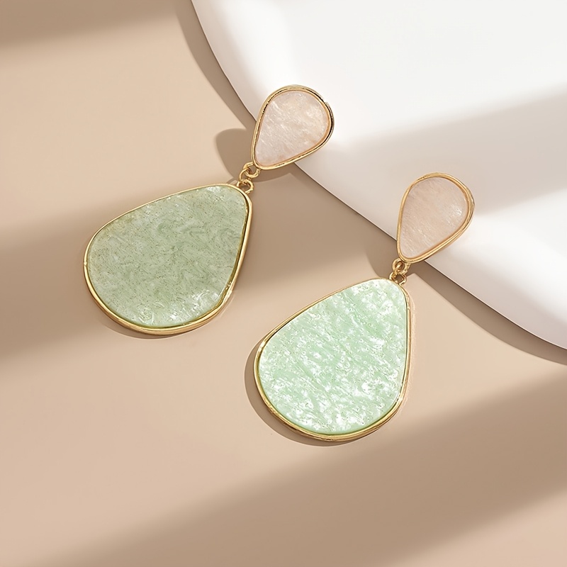 Women's Ornate Geometric Teardrop Acrylic Dangle Earrings, Daily Wear