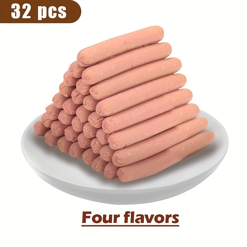 TEMU 32pcs/16pcs Dog Sausages For Small Breeds -poodle, Puppy Teacup Dogs Meat Rich, No Salt, Training Treatshigh-protein Dog Sausages For Small