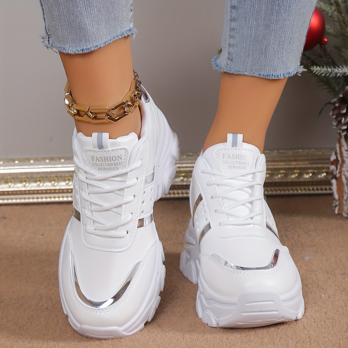 Tacon Zapatillas Blancas De Mujer Zapatillas Blancas Casuales Para