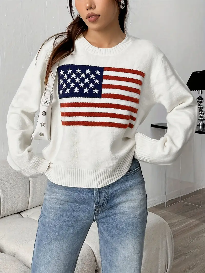Elegant Round Neck Print Sweater Elegant Round Neck Print Sweater