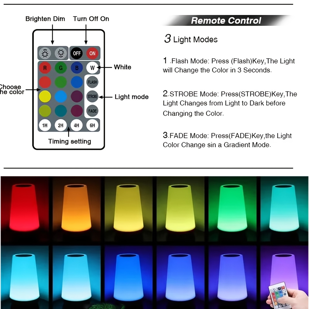 Touch Sensor LED Night Light with Remote Control, Touch Table Lamp, Small Night Light/Remote Desk Lamp, 13-Color Changing Small Night Light, with Timer Shut-Off, for Bedroom, Living Room, Party, Desktop, Birthday Gift Ambient Light