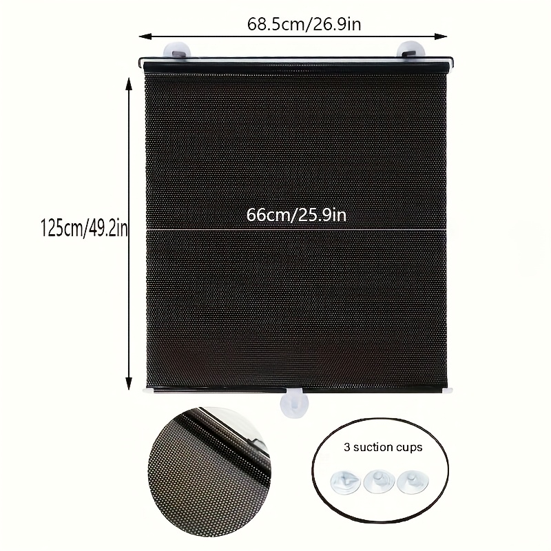1pc, No-drill Balcony Suction Cup Shade, Shading Rate 80%, Car, Bedroom, Bathroom Insulation And Shading Curtains, Home Office Retractable Sunshade Roller Blind