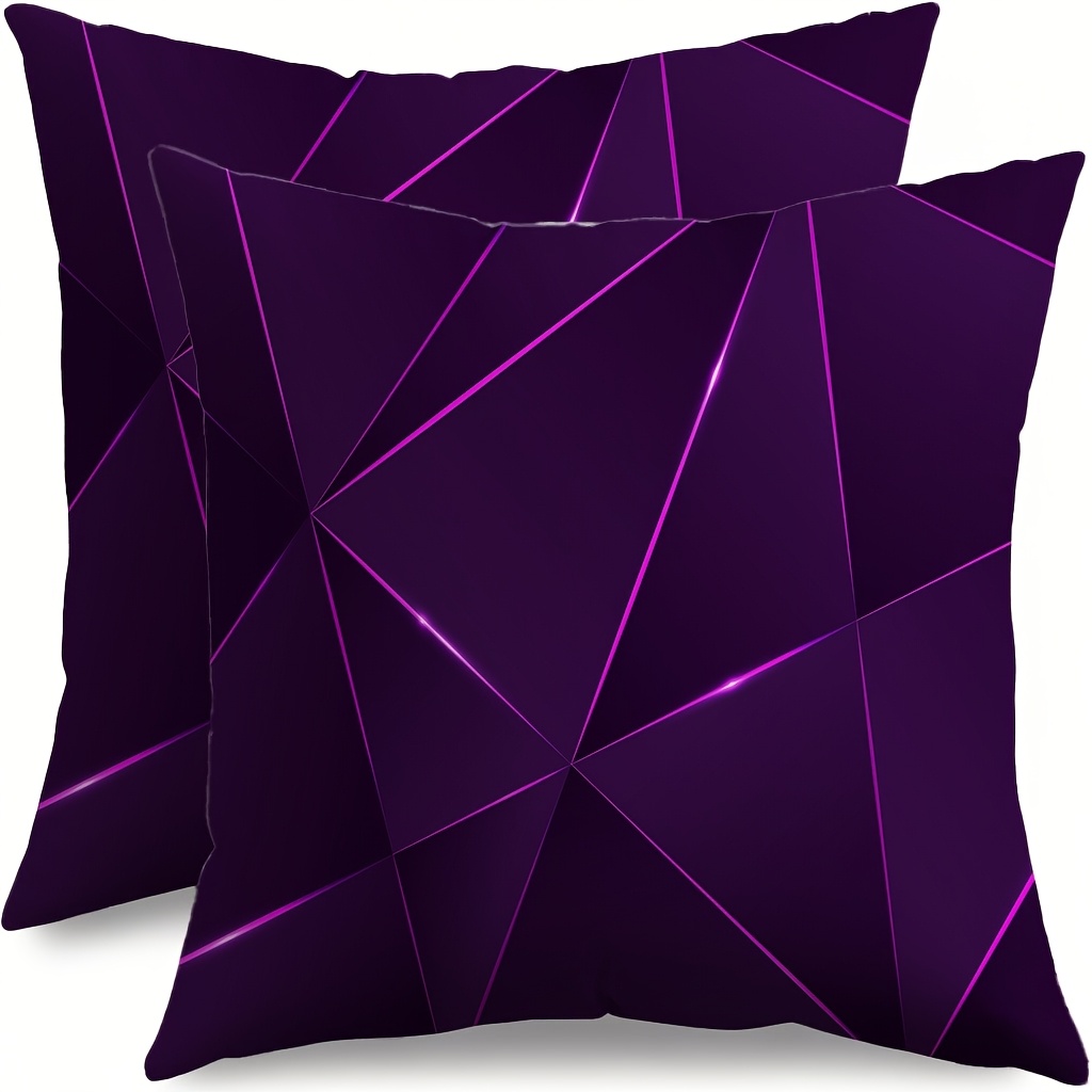 TEMU 2pcs Set Deep Purple Neon Line Pillowcases, Suitable For All Room Types, Furniture Decoration, Bedroom Decoration, Single-sided Sofa Decoration,