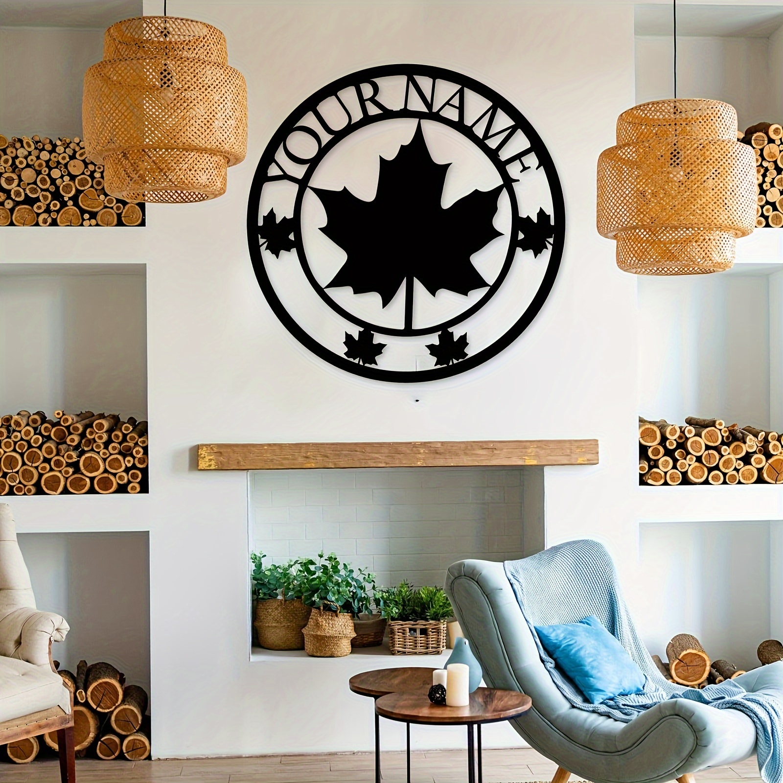 Custom Canadian Maple Leaf Metal Wall Art - Personalized Family Name Sign - Easy Stick-On with No-Residue Adhesive, Perfect for Outdoor Decor