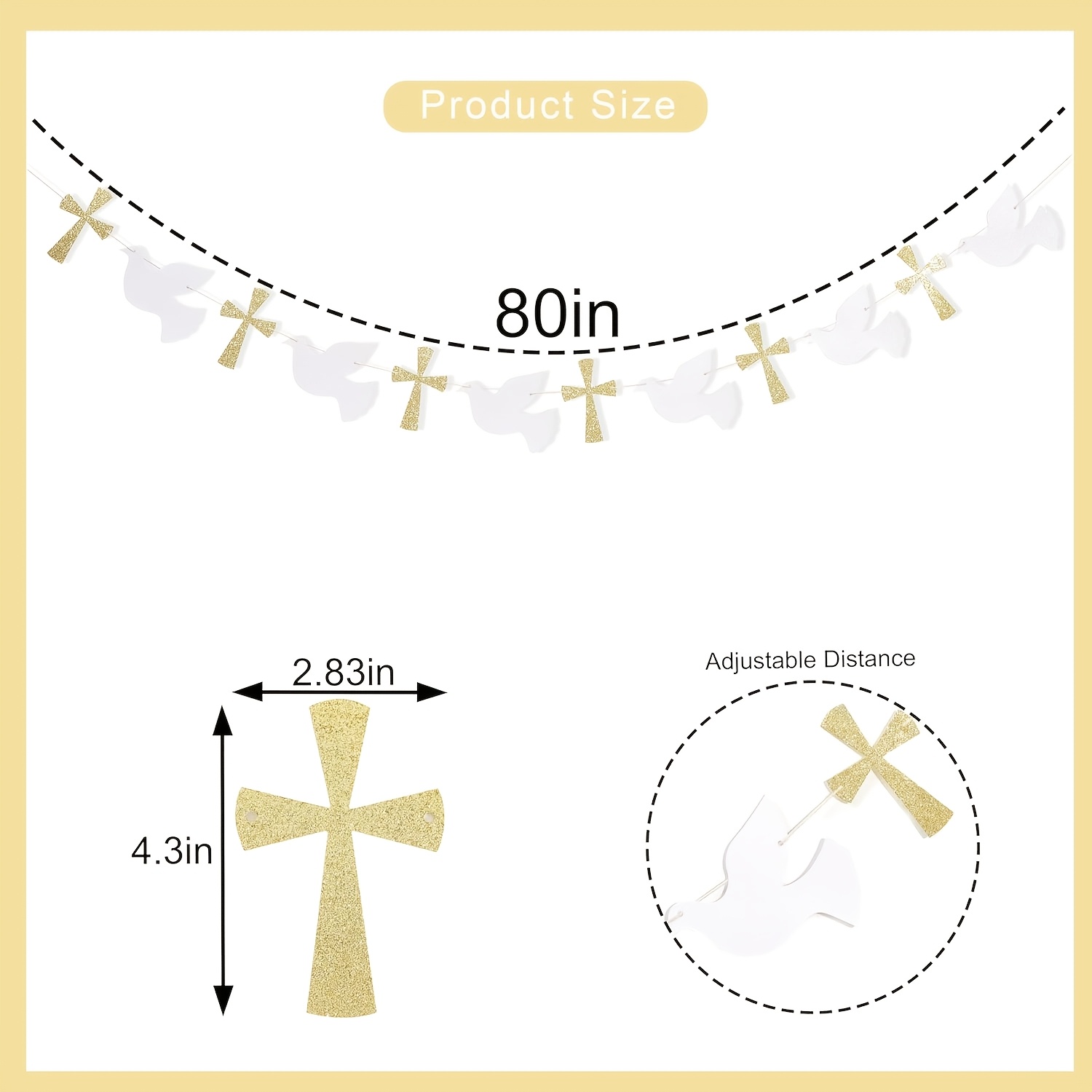 Cross And Garland - God Decorations, First Communion Banner, Holy First Communion Shower, Christening Party Decoration Supplies