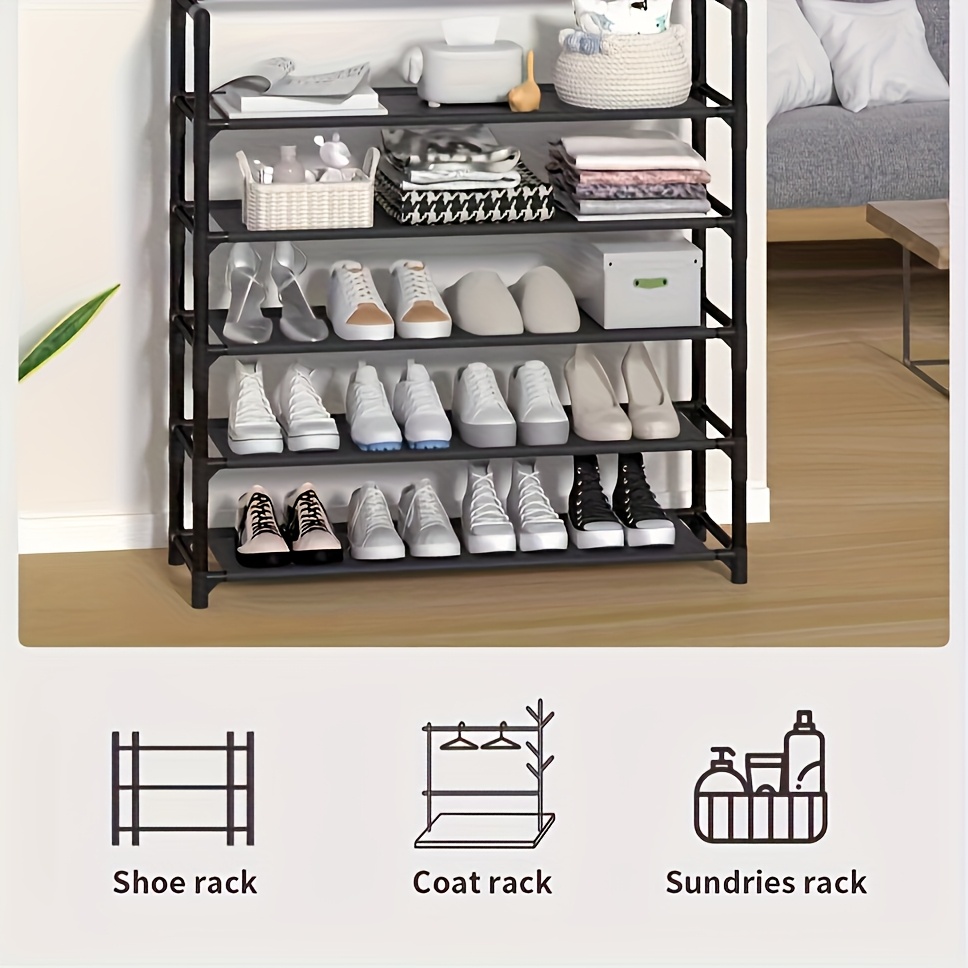 4-5 Tier Hallway Organizer with 8 Hooks - Space-Saving, Easy to Assemble, Durable Design for Entryways And Bedrooms, Minimalist Style - Black/White, Perfect for Entryway Storage, Freestanding Shoe Rack