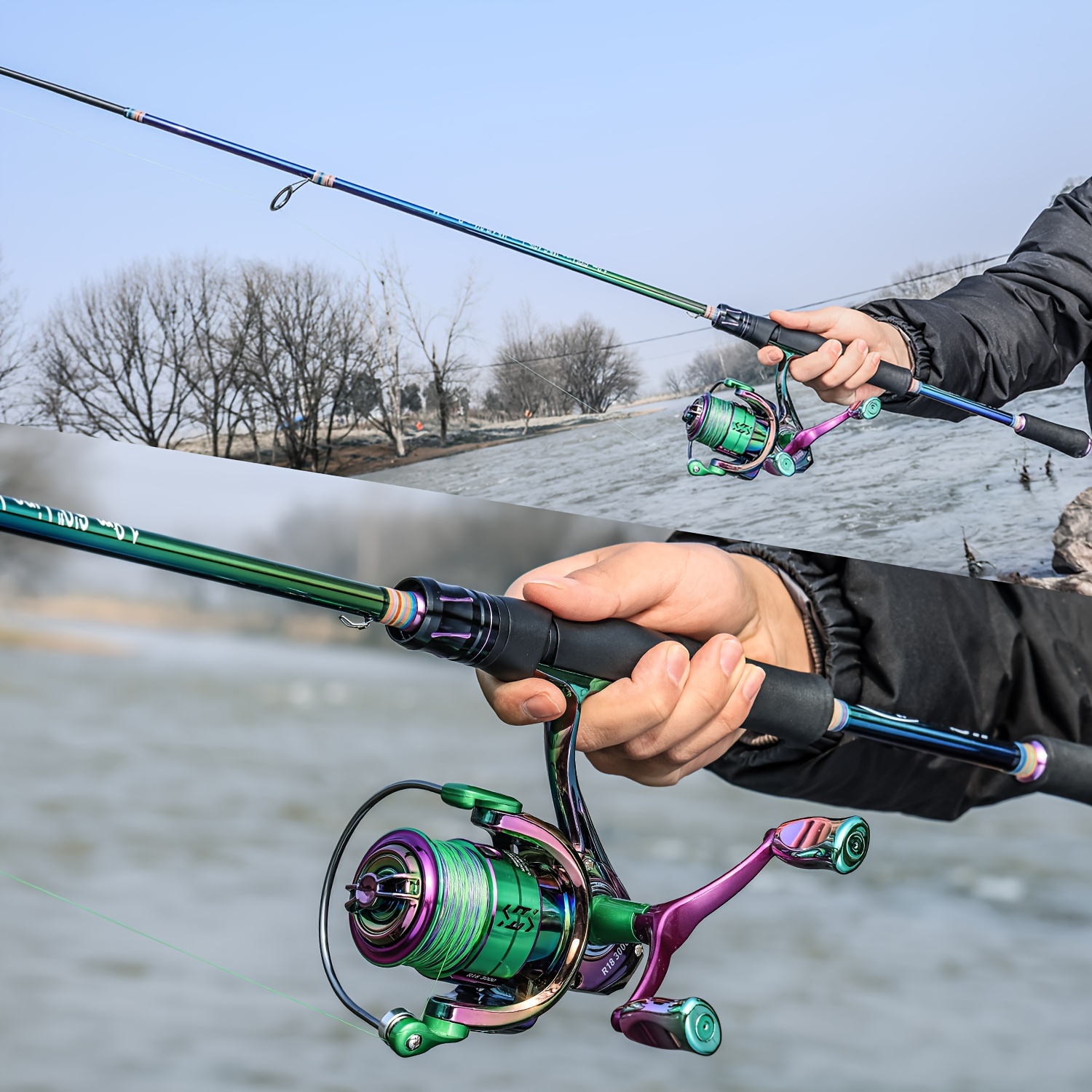 spinning fishing reel rod combo two pieces Temu