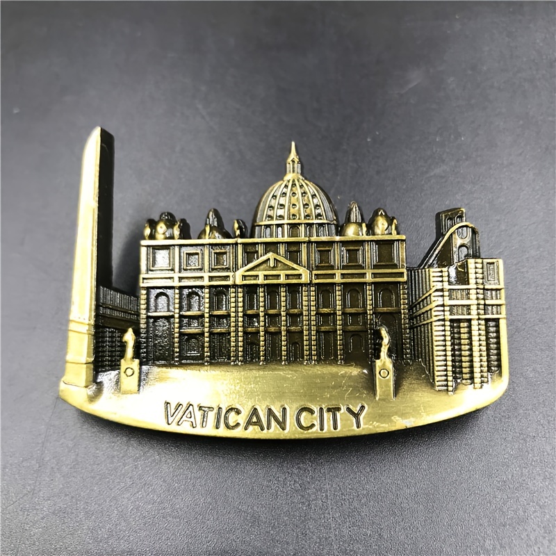 City 3d Metal Refrigerator Magnet - Elegant Golden Finish, , Premium Souvenir For Travel Enthusiasts, Fridge Magnets