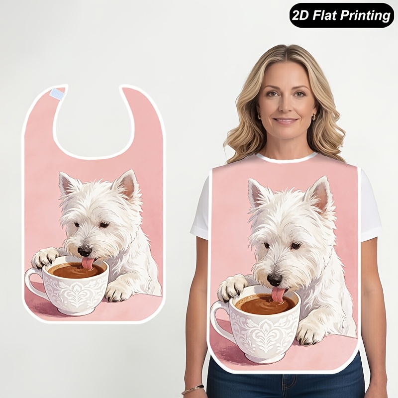 TEMU 1pc Adult Bibs For Women Men And Elderly, West Highland 2d Flat Print Dining Apron, Feeding Bib For Adults, Parties, Dining, And Home Use,